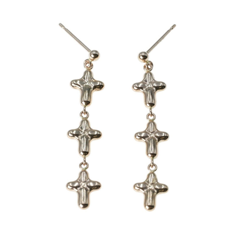 K18 Pinkgold  Triple Cross Earring