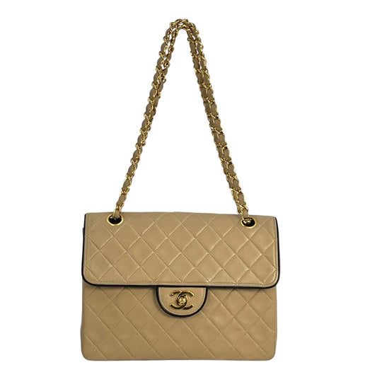 CHANEL 2.55 East West Matelasse Chain Shoulder Bag - Beige
