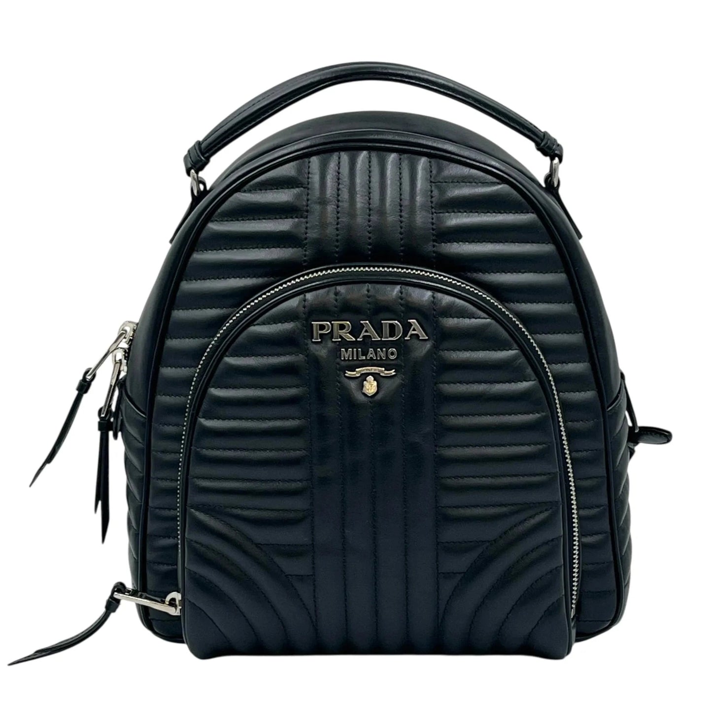 PRADA Diagramme Leather Backpack - Black