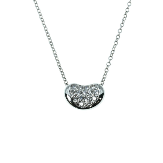 Tiffany Bean Design Diamond Pendant Necklace Pt950