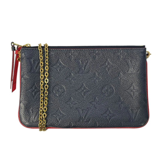 Louis Vuitton Pochette Double Zip Monogram Empreinte Chain Shoulder Bag - Navy x Red 