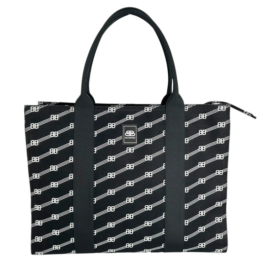 Balenciaga Large BB Monogram Hand Bag Tote Bag - Black