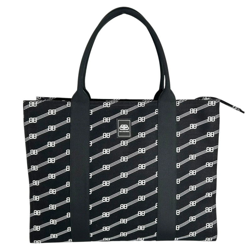 Balenciaga Large BB Monogram Hand Bag Tote Bag - Black
