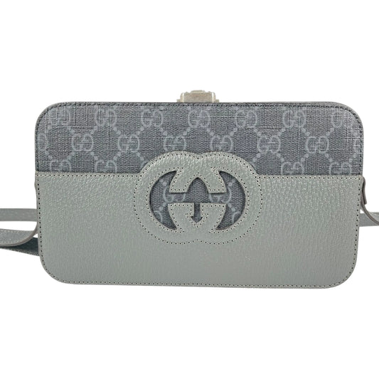 GUCCI GG Supreme Small Faux Leather Cross Body Bag - Gray