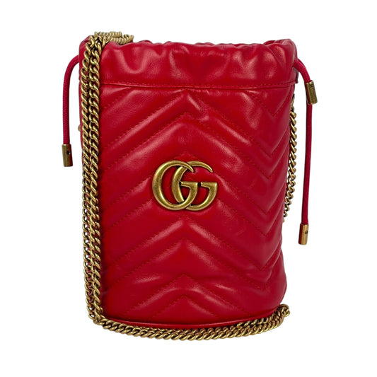 GUCCI GG Marmont Mini Bucket Bag - Red