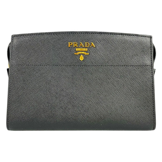 PRADA Esplanade Saffiano Leather Shoulder Bag - Black