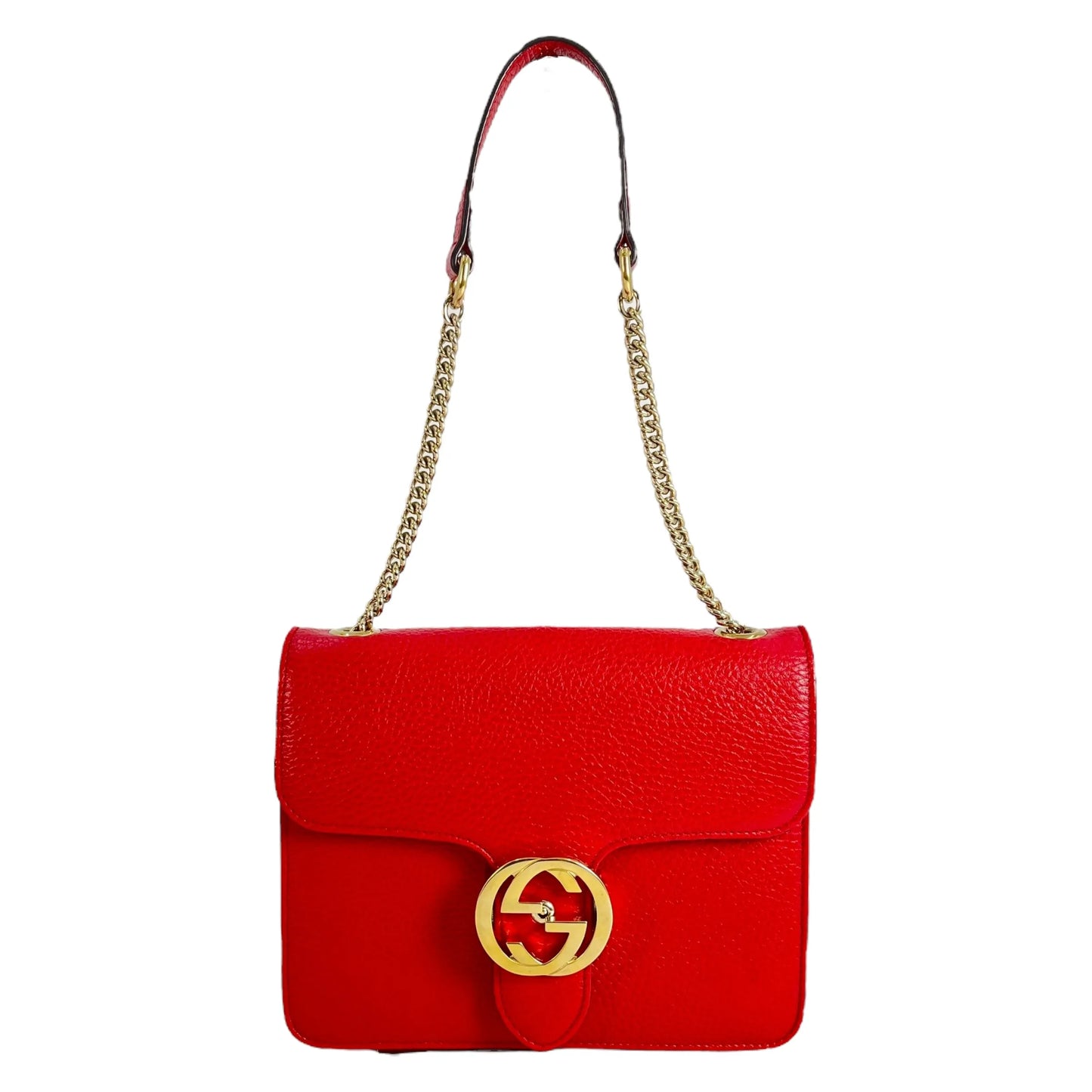 GUCCI Interlocking G Chain Shoulder Bag - Red 