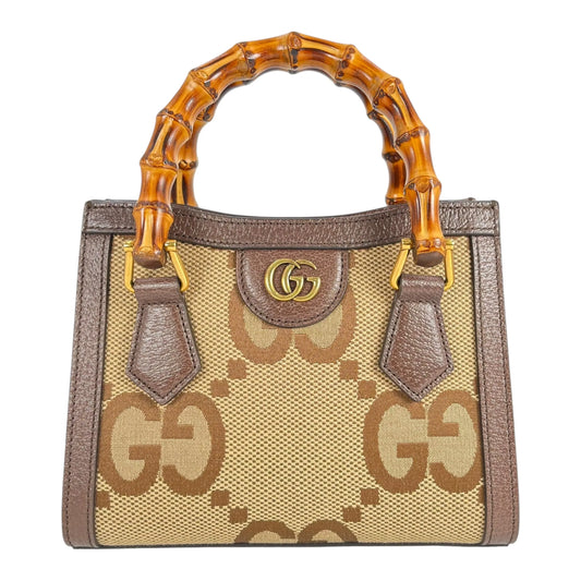GUCCI Diana GG Bamboo Mini Hand Bag - Brown
