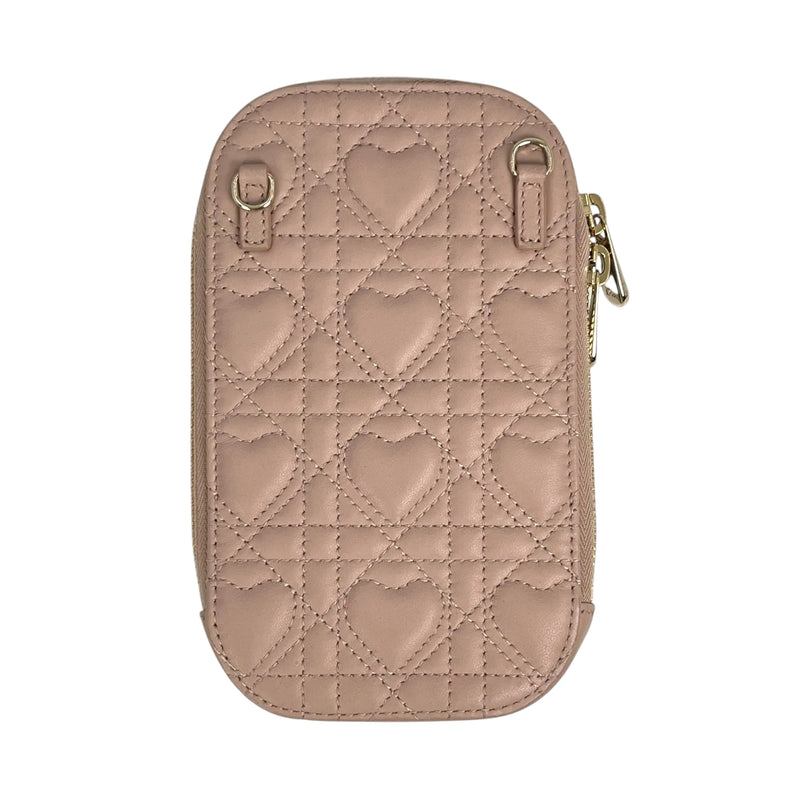 Dior Lady Dior Call’in Phone Case Cannage Lambskin Shoulder Bag - Pink