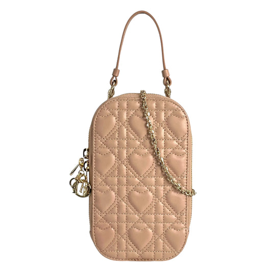 Dior Lady Dior Call’in Phone Case Cannage Lambskin Shoulder Bag - Pink