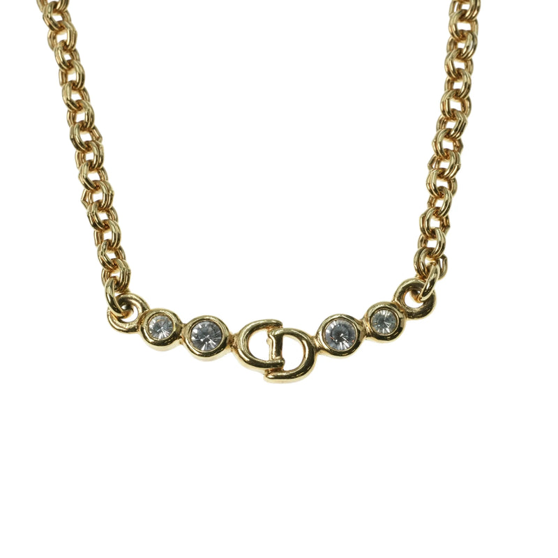 Dior CD Logo Rhinestone Necklace - Gold Plated - 31809