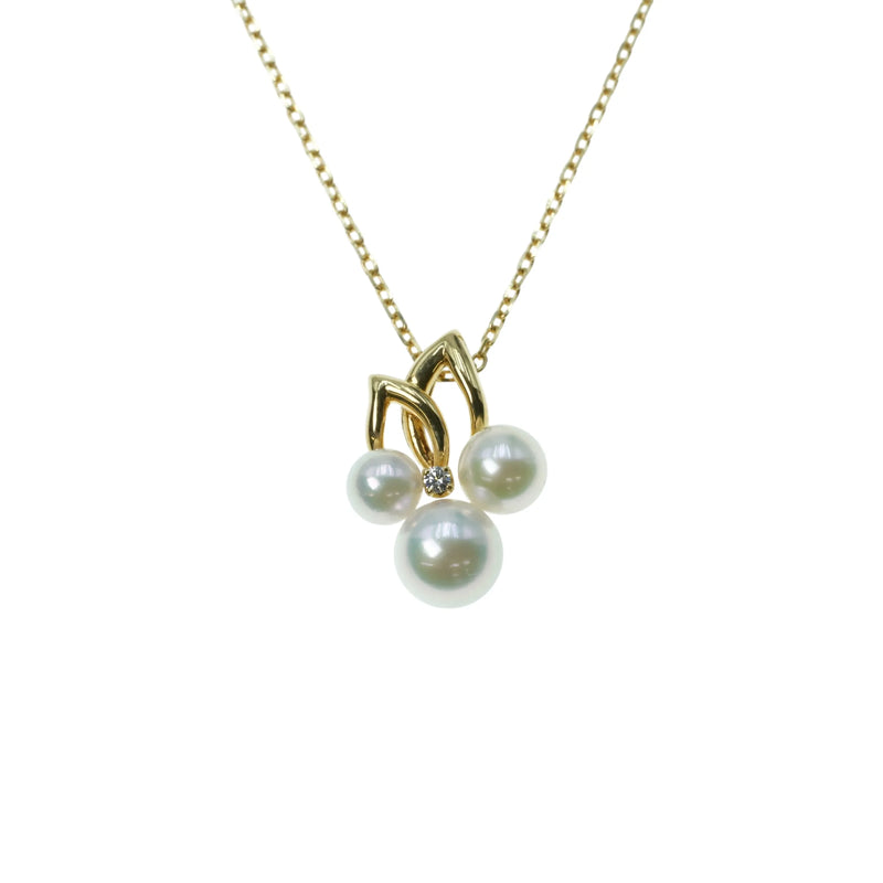 Pearl Diamond Necklace 18KYG Jewelry