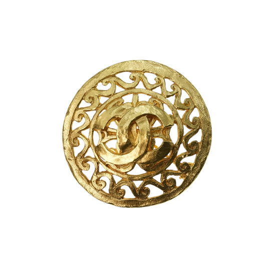 CHANEL CC Logo Round Brooch 95A Accessories - Gold Plated 4.5cm