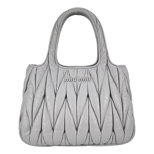 Miu Miu Materasse Nappa Leather Hand Bag - Gray