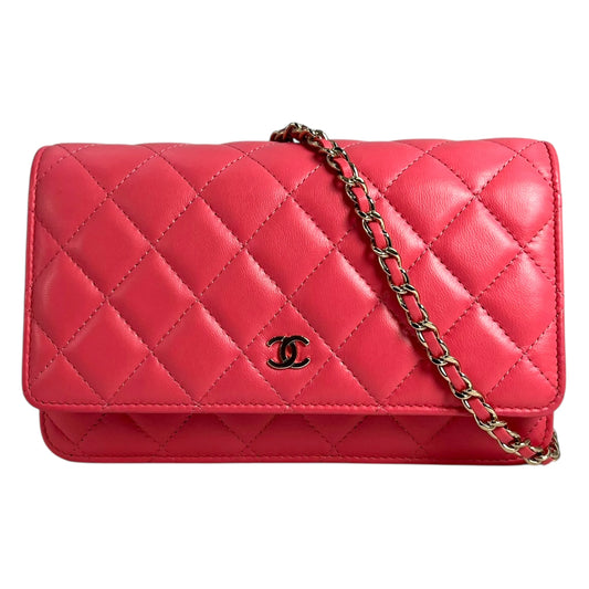 CHANEL Materasse Lamb Skin Chain Wallet - Pink