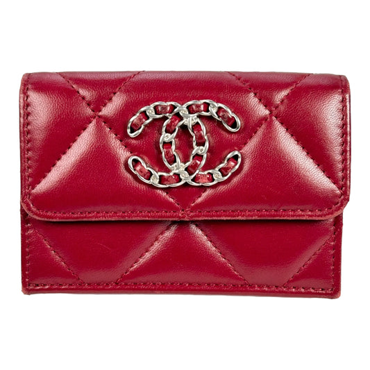 CHANEL Materasse Chanel 19 Compact Wallet - Red