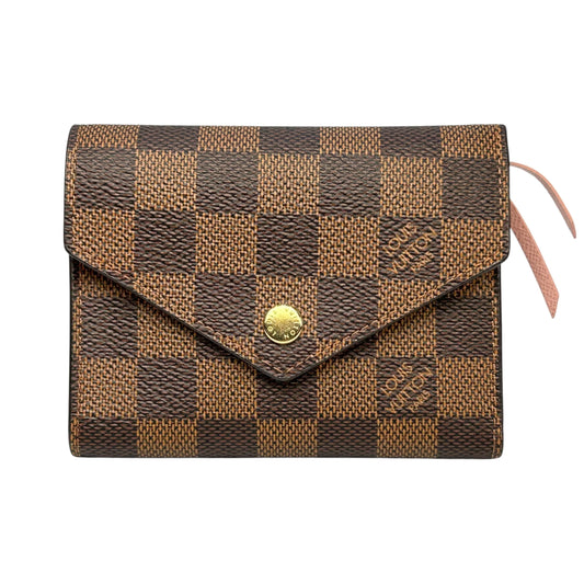 Louis Vuitton Damier Ebene Victorine Portefeuille Tri-fold Compact Wallet - Dark Brown 