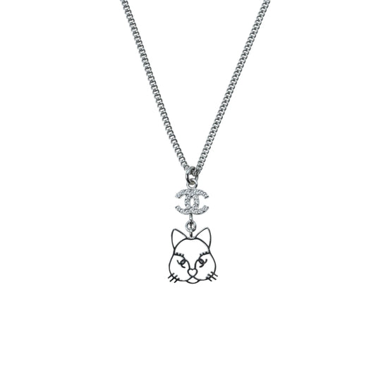 CHANEL Cat Pendant Necklace B16K - Silver