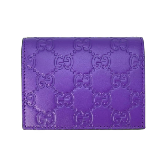 GUCCI Guccissima Leather Compact Wallet - Purple