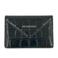 BALENCIAGA Paper Compact Wallet Crocodile - Black