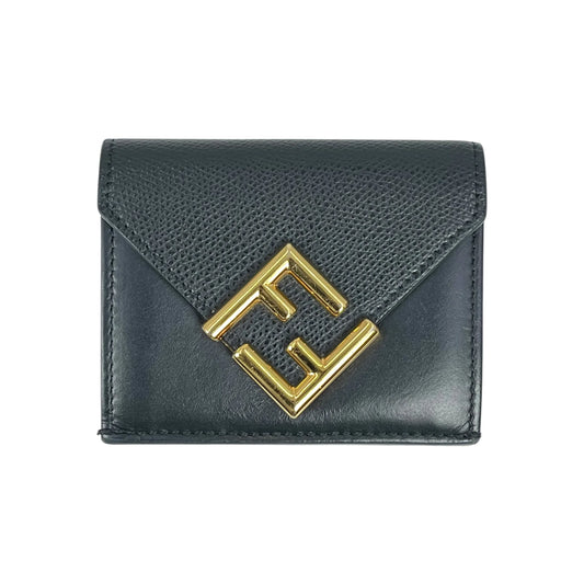 FENDI FF Diamond Tri-fold Compact Wallet - Black