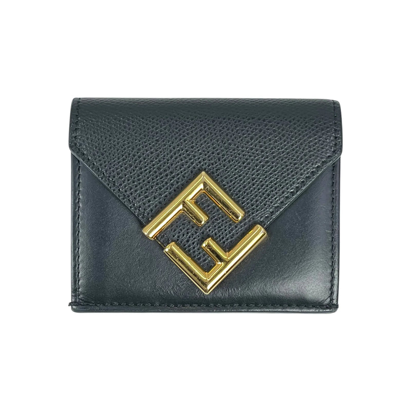 FENDI FF Diamond Tri-fold Compact Wallet - Black