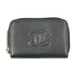 CHANEL CC Logo Caviarskin Zippy Card Case - Black