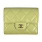 CHANEL Materasse Lambskin Card Case - Lime Yellow
