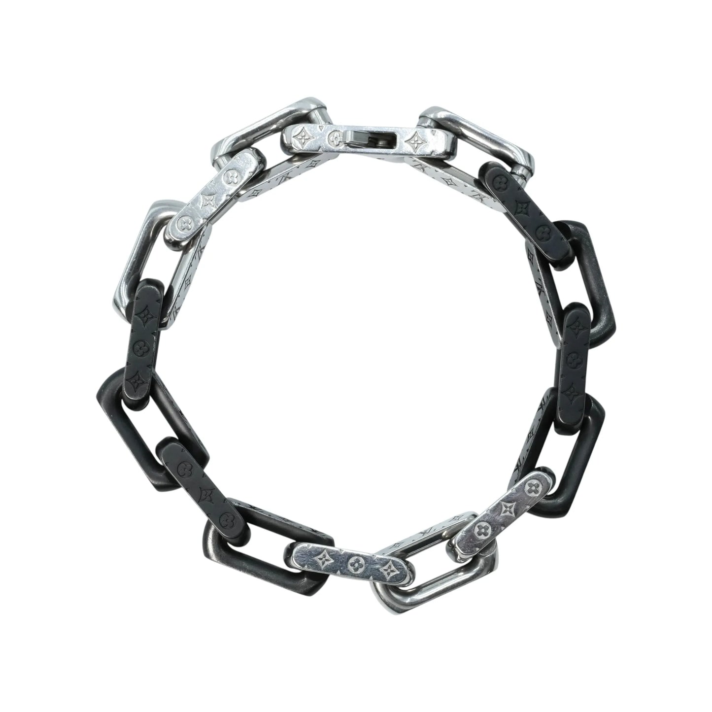 Louis Vuitton Monogram Chain Bracelet - Silver and Black 