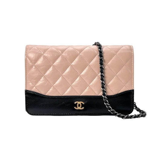 CHANEL Gabrielle Chain Wallet (WOC) - Beige × Black