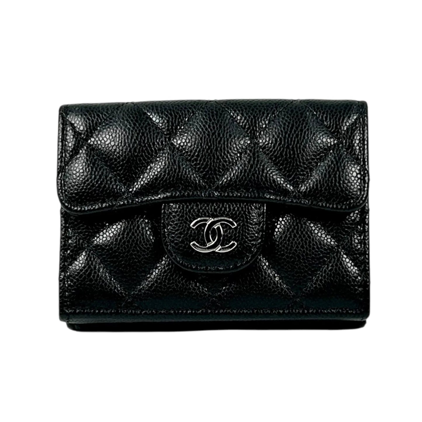 CHANEL Materasse Caviarskin Compact Wallet - Black - 35107