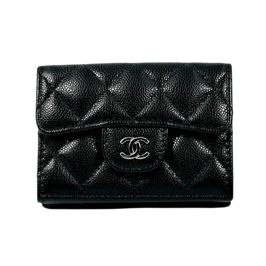 CHANEL Materasse Caviarskin Compact Wallet - Black - 35107