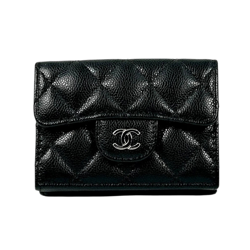 CHANEL Materasse Caviarskin Compact Wallet - Black - 35107
