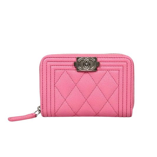 CHANEL Boy Chanel Zippy Coin Case Compact Wallet - Pink