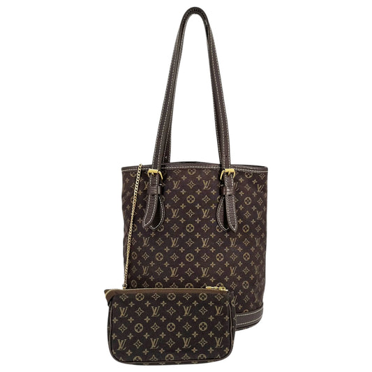 Louis Vuitton Monogram Mini Lin Bucket Bag Hand Bag - Darkbrown