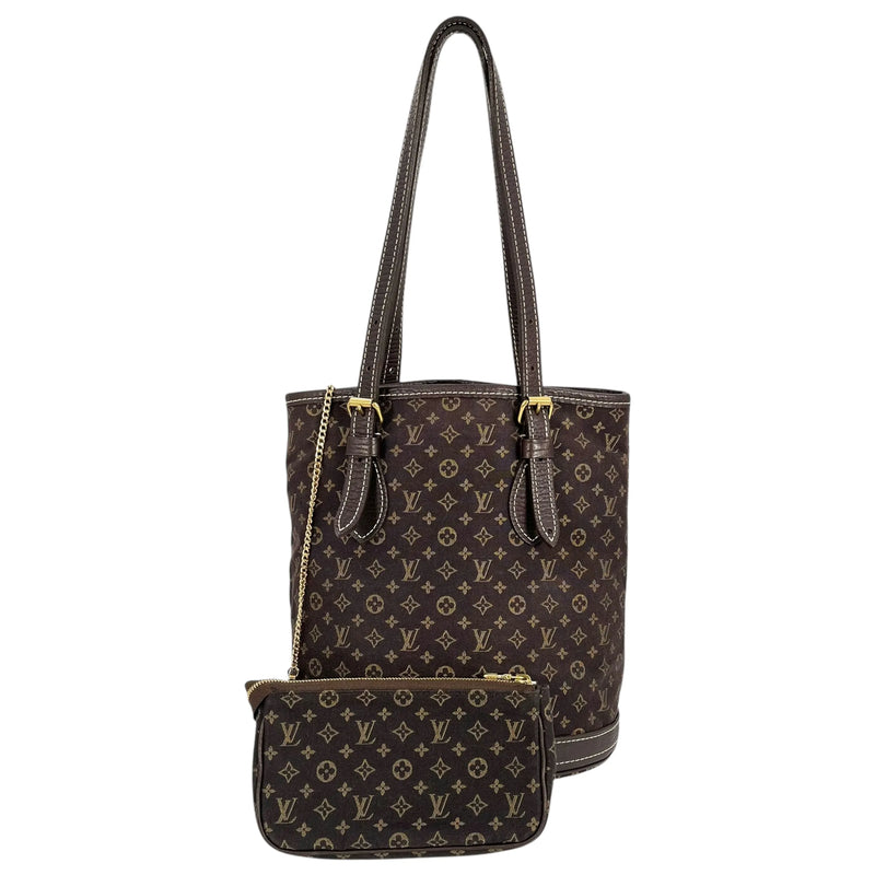 Louis Vuitton Monogram Mini Lin Bucket Bag Hand Bag - Darkbrown
