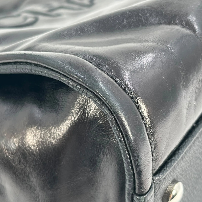 CHANEL Deauville MM Glazed Leather Tote Bag - Black