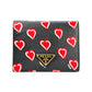 Prada Heart Print Compact Wallet - Black