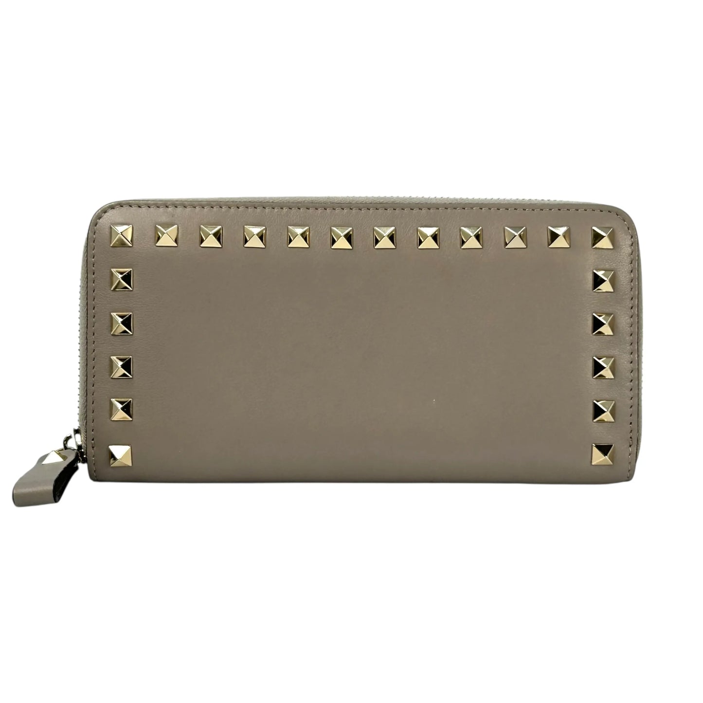 Valentino Rockstud Round Fastener Long Wallet - Gray