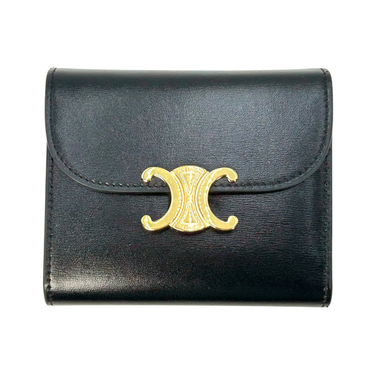CELINE Triomphe Compact Wallet - Black