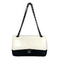 CHANEL Double Flap Bag Calf Chain Shoulder Bag - Black / White