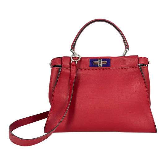 Fendi Peekaboo Iconic Medium Hand Bag Shoulder Bag - Red