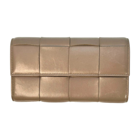 Bottega Veneta Intrecciato Flap Continental Long Wallet - Brown