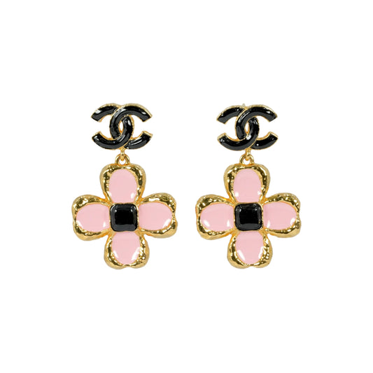 CHANEL Flower Motif Earring L23K - Black × Pink