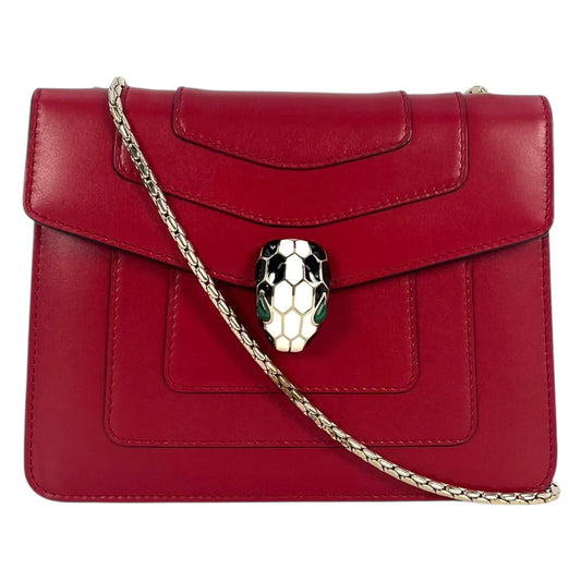 BVLGARI Serpenti Forever Crossbody Bag Chain Shouder Bag - Red