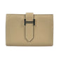 HERMES Bean Mini Business Card Holder Compact Wallet - Beige