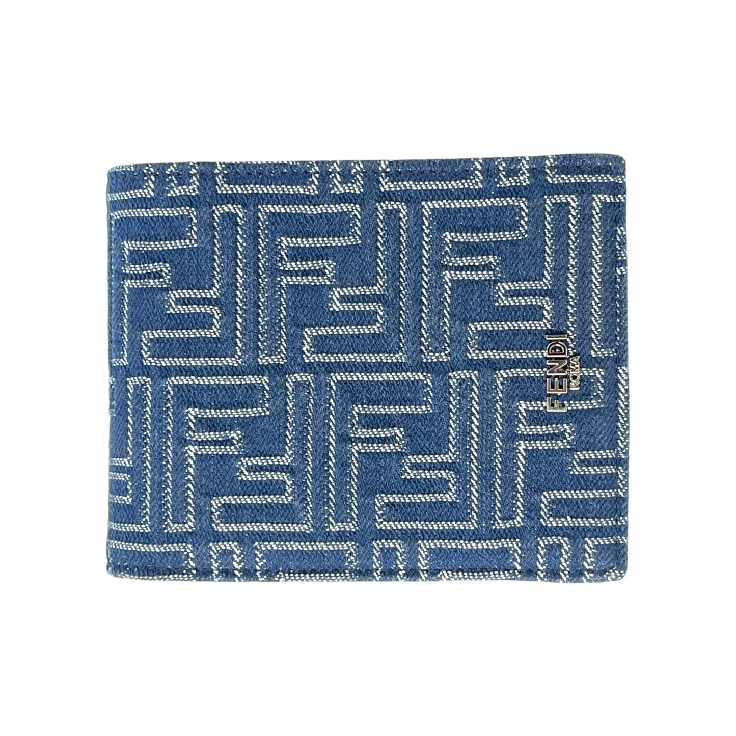 FENDI FF Denim Compact Wallet - Blue