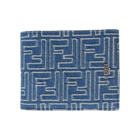 FENDI FF Denim Compact Wallet - Blue