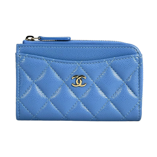 CHANEL Caviarskin Classic Zipped Coin Case - Blue