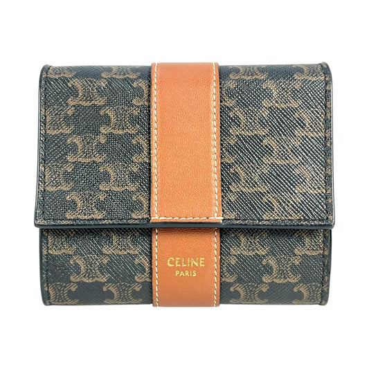 CELINE Triomphe Canvas Compact Wallet - Darkbrown